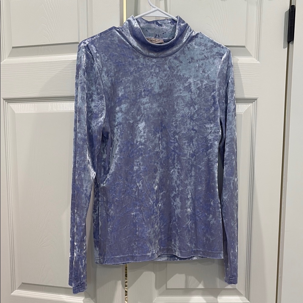 Purple Velvet Long Sleeve Turtleneck Top